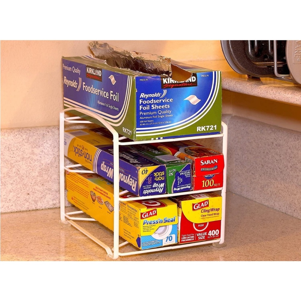 DONATED TO CHARITY SimpleHouseware Kitchen Wrap Organizer Rack, White